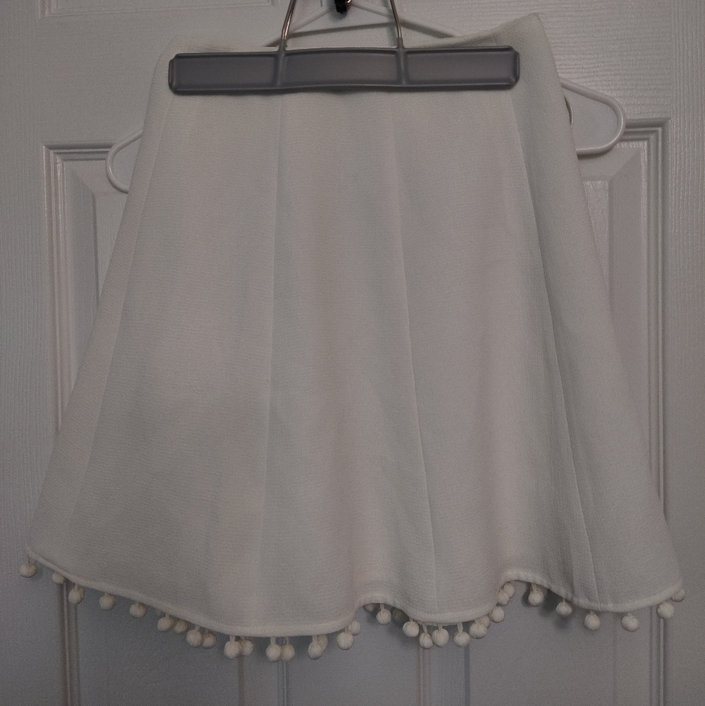 Club Monaco White Skirt with Pom Poms